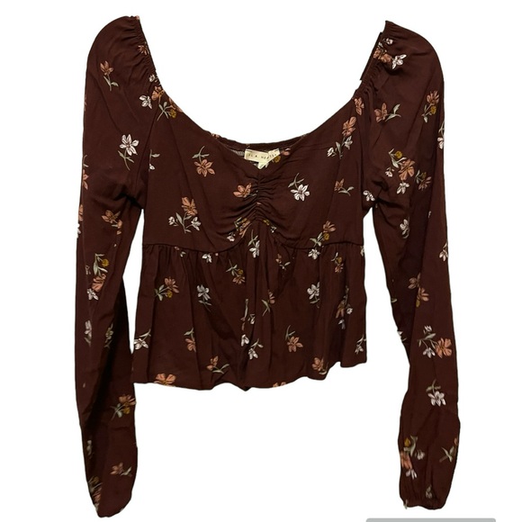 PACSUN L.A. Hearts square neck burgundy blouse - Picture 1 of 1